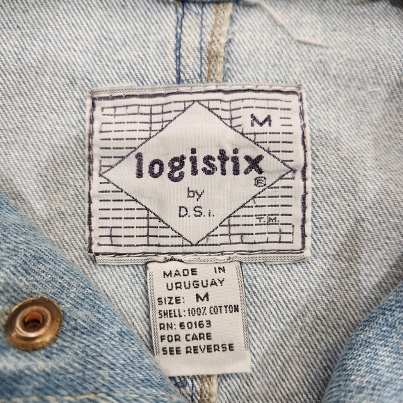 VINTAGE Y2K 80s LOGISTIX Floral Applicay Oversized  Crop Jean JACKET Women's M - Picture 5 of 6